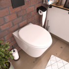 Abattant pour wc blanc - en mdf avec charnières métal réglables - moon Aurlane - G3143280001