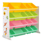 Étagère pour jouets meuble de rangement pour enfant organisateur avec 16 coffres amovibles en plastique boîtes à jouets jaune vert citron rose vert menthe gkr070w01 