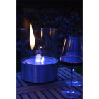Glow Fire Emma Foyer de table au bioéthanol structure ronde en acier inoxydable et verre, Argent