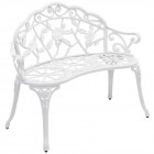 Banc chaise siège de jardin fonte résistant aux intempéries 100 cm blanc