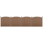 4 pièces de clôture barrière brise vue brise vent bois composite wpc demi-cercle arrondi 185 x 747 cm brun 