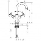 Mélangeur de lavabo HANSGROHE AXOR Montreux  poignée croisillon pour petite vasque avec tirette et vidage chromé - 16505000