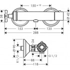 Mitigeur thermostatique de douche HANSGROHE AXOR Montreux  avec poignée croisillon nickel brossé - 16261820