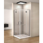 Cabine de douche à charnière avec porte de douche accès angle en verre anticalcaire - Dimensions au choix