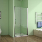 Porte de douche pivotante et charnière 110x195cm en 6mm verre anticalcaire et sécurité