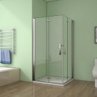 Cabine de douche verre anticalcaire avec porte pliante et pivotante - Dimensions au choix