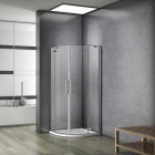 Cabine de douche à charnière accès d'angle 1/4 rond avec paroi de douche et barre de fixation - Dimensions au choix