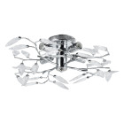 Plafonnier cristal suspension luminaire design led diamètre 47,5 cm métal chrome argent 