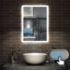 Miroir de salle de bain led et anti-buée avec commande par effleurement Agate réversible - Dimensions au choix