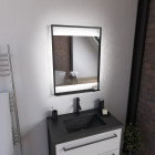 Miroir salle de bain led auto-éclairant 60x80cm - laqué noir mat - framed mirror led