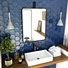 Miroir salle de bain 60x80cm suspendu noir mat - avec lanière effet cuir noir - nordik rektangel Aurlane - LAV607