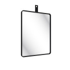 Miroir salle de bain 60x80cm suspendu noir mat - avec lanière effet cuir noir - nordik rektangel Aurlane - LAV607