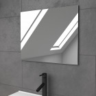 Meuble salle de bain 60 cm monte suspendu decor bois h46xl60xp45cm - avec tiroirs - vasque et miroir