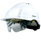 Casque blanc à lunette-masque intégrée sous la visière SINGER - CASIRISBL2