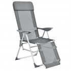 Chaise transat bain de soleil aluminium polyester pvc pliant réglable inclinable 118 cm gris foncé