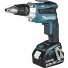 Visseuse plaque de plâtre 18 v li-ion 5 ah  makita - 2 batteries, chargeur, coffret - dfs250rtj