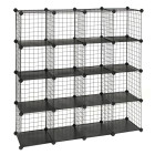 16 cubes de rangement en treillis métallique placard armoire avec étagères modulaires noir helloshop26 12_0002856