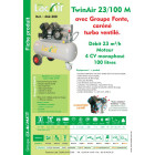 Compresseur mobile TwinAir 23/100M LACME 20 m³/h mono 100L 11 bar - 462300