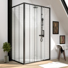 Pack paroi porte de douche serigraphiee - 120x200cm + paroi retour - 90x200 cm - porte coulissante Aurlane - PACF014