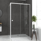 Pack porte de douche coulissante blanc 120x185cm + retour 80 verre transparent 5mm - whity slide 120 Aurlane - PACF024