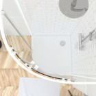 Pack porte de douche coulissante blanc de 89 à 90x190 cm + receveur - whity round slide Aurlane - PACF033