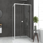 Pack porte de douche coulissante blanc 100x185 cm + paroi de retour 80cm + receveur à poser - whity Aurlane - PACF044