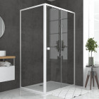 Pack porte de douche coulissante blanc extensible 120x185 + paroi de retour 90cm - whity