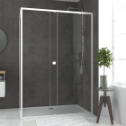 Pack porte de douche coulissante blanc extensible 140x185 + paroi de retour 80cm + receveur - whity Aurlane - PACF049