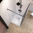 Pack paroi de douche 90x200 cm noir mat + receveur de douche a carreler 90x90 cm recoupable Aurlane - PACF073