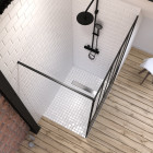 Pack paroi de douche 120x200 cm noir mat + receveur de douche a carreler 80x120cm recoupable Aurlane - PACF074