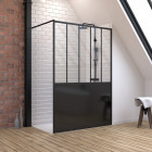 Pack paroi de douche 140x200 cm noir mat + receveur de douche a carreler 140x90 cm recoupable Aurlane - PACF075