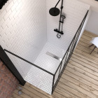 Pack paroi de douche 140x200 cm noir mat + receveur de douche a carreler 90x140cm recoupable Aurlane - PACF076