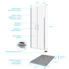 Pack paroi de douche 90x200 cm + receveur de douche a carreler 90x140 recoupable Aurlane - PACF079