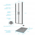 Pack paroi de douche 90x200 cm + receveur de douche a carreler 90x160 recoupable Aurlane - PACF088