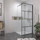 Pack paroi de douche 90x195 cm + receveur en acrylique blanc effet pierre 90x90 + bonde horizontale Aurlane - PACF098