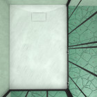 Porte coulissante et retour avec sérigraphie noire 120x80x200cm + receveur en smc blanc effet pierre Aurlane - PACF193