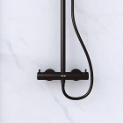 Paroi de douche 120 cm sérigraphie noire et receveur blanc 80x120 + colonne de douche thermostatique Aurlane - PACF323