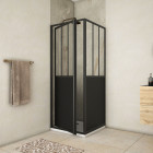 Pack porte de douche pivotante et retour 'type atelier' - noir mat - 80x80x200 cm Aurlane - PACF333