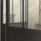 Pack porte de douche pivotante et retour 'type atelier' - noir mat - Dimensions au choix
