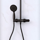 Paroi de douche 120cm verre 8mm - profilé + barre extensible + colonne de douche mécanique noir mat Aurlane - PACF342