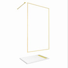 Paroi de douche 120x200cm + grille finition or brossé + receveur blanc effet pierre 120x80x4cm Aurlane - PACF414