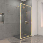 Paroi de douche 100x200cm + grille finition or doré brossé + receveur gris effet pierre 100x80x4cm Aurlane - PACF417