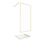 Paroi de douche 100x200cm + grille finition or doré brossé + receveur blanc 100x80x4cm Aurlane - PACF420
