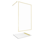 Paroi de douche 120x200cm + grille finition or doré brossé + receveur blanc 120x90x4cm Aurlane - PACF422