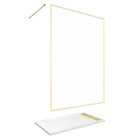 Paroi de douche 140x200cm + grille finition or doré brossé + receveur blanc 140x80x4cm Aurlane - PACF423