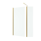 Paroi de douche et volet pivotant 90+40x200 cm + barre extensible - or brossé - freedom 2 gold Aurlane - PACF429