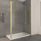 Paroi de douche et volet pivotant 140+40x200 cm + barre extensible - or brossé - freedom 2 gold Aurlane - PACF431