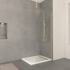Paroi de douche 80x200cm verre 8mm - profilé + barre plafond finition or brossé - freedom 2 gold Aurlane - PACF432