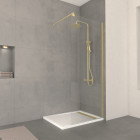 Paroi de douche 80x200cm verre 8mm - profilé + barre extensible finition or brossé - freedom 2 gold Aurlane - PACF436