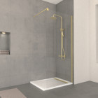 Pack paroi de douche 90x200cm verre transparent - barre de fixation extensible et profil or brossé Aurlane - PACF437